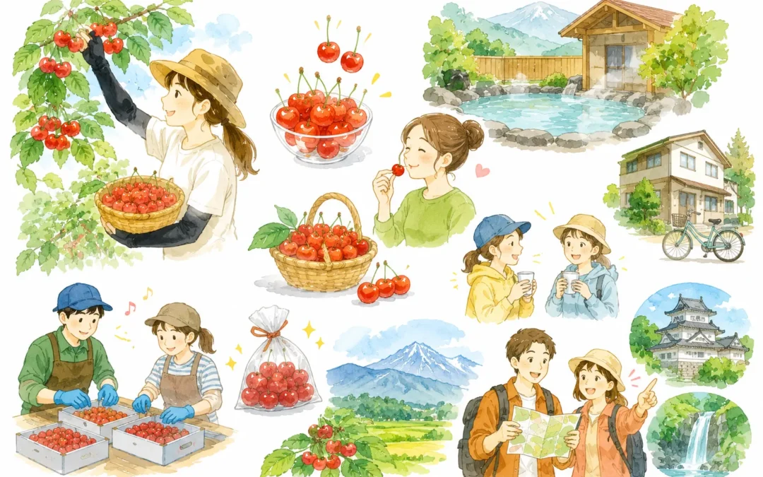 🍒さくらんぼ収穫とやまがた観光のおてつ旅🍒急募